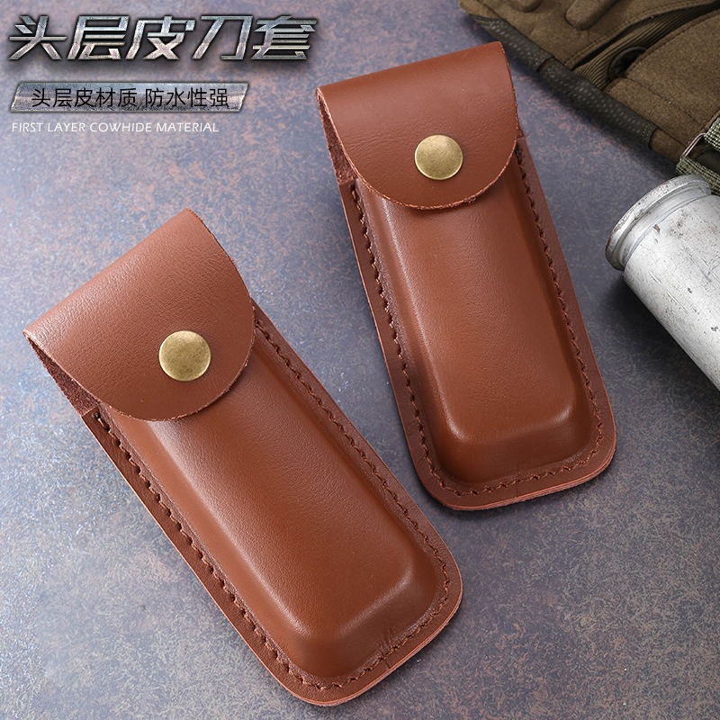 Edc Carry Belt Leather - Katlanır Bıçak için Hakiki Deri Bıçak