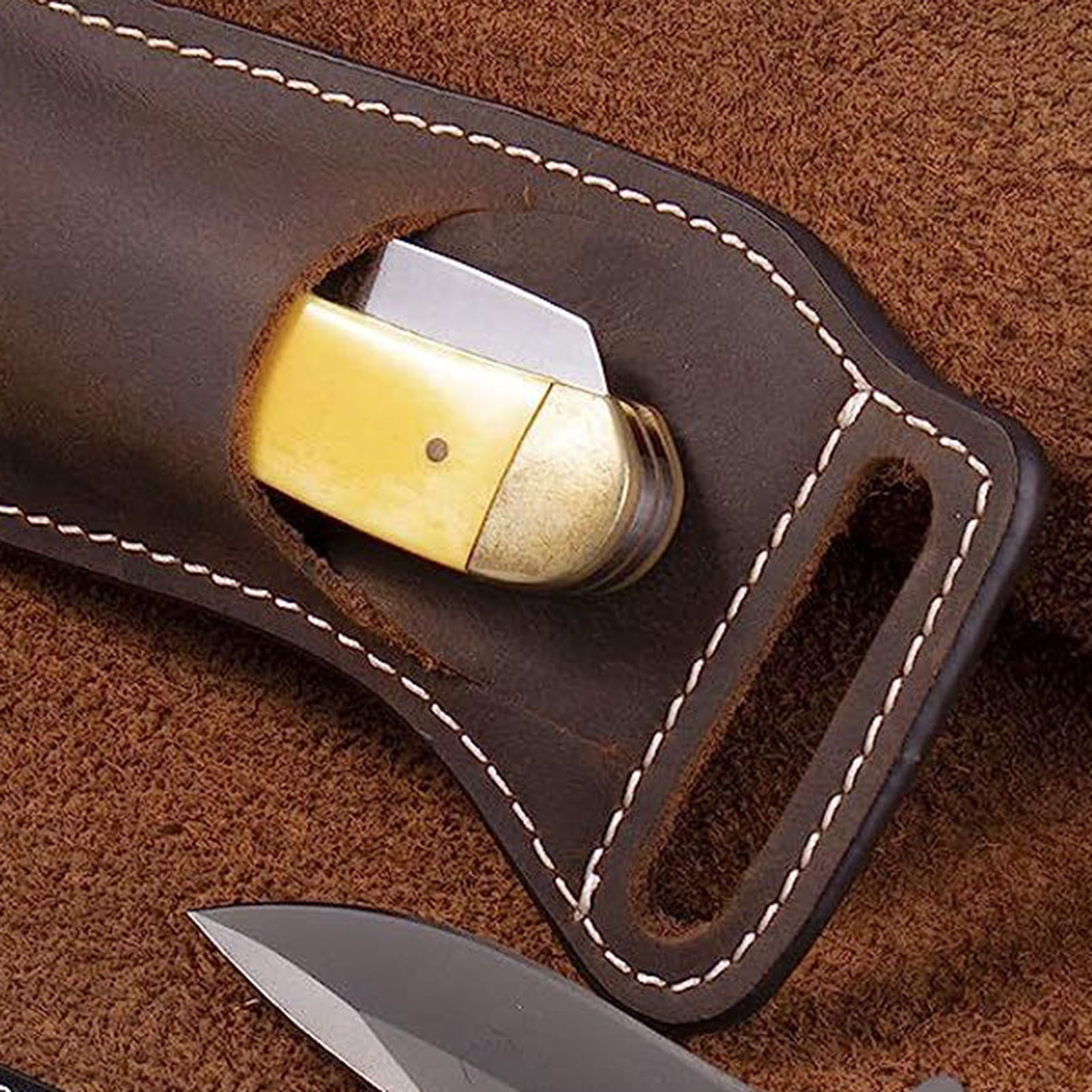 Kahverengi Deri Bıçak Bel Çant - Edc Carry Belt Leather incelemesi ve fiyatı